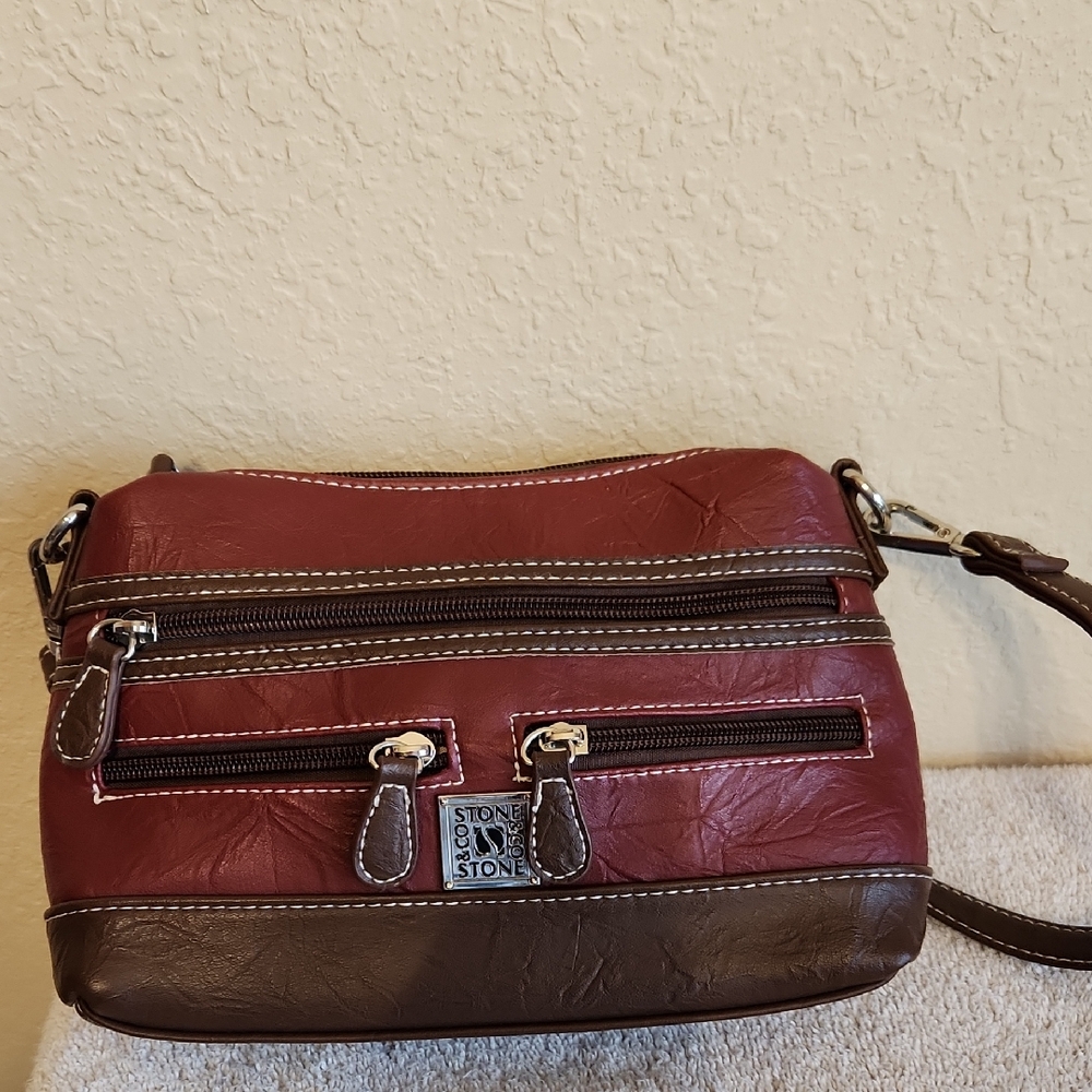 Stone & Co. Red and Brown Leather Mini Crossbody Bag